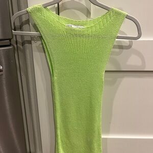 Lime Green Sleeveless Knit Top